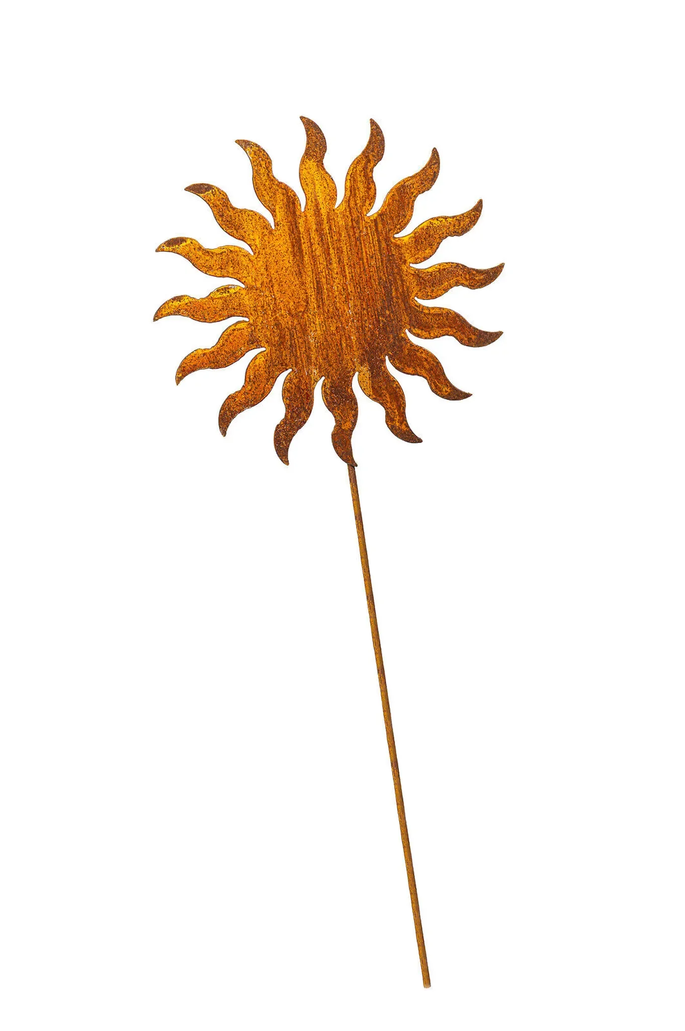 Gartenstecker „Sonne“ aus Edelrost – Gartendeko Metall für Beet, Balkon & Terrasse