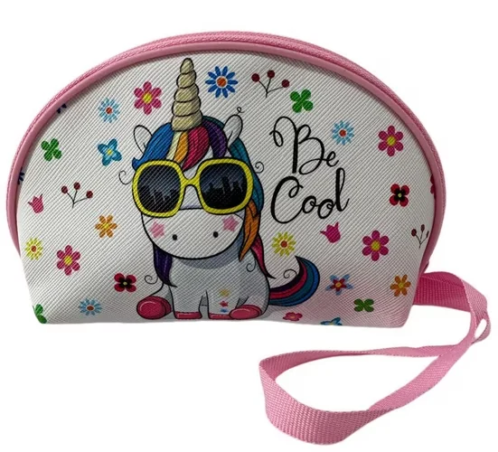 Einhorn Kosmetiktasche – 15 cm, rosa/weiß