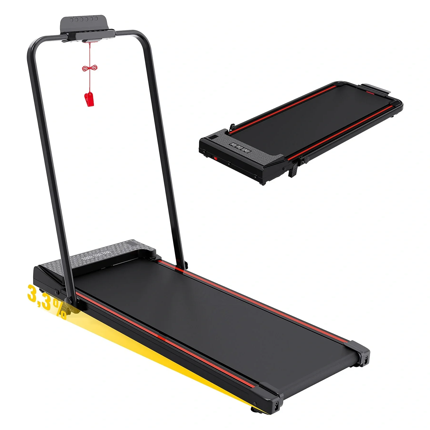 CITYSPORTS Walking Pad mit Steigung, Laufband 1-12 kmh, Schwarz