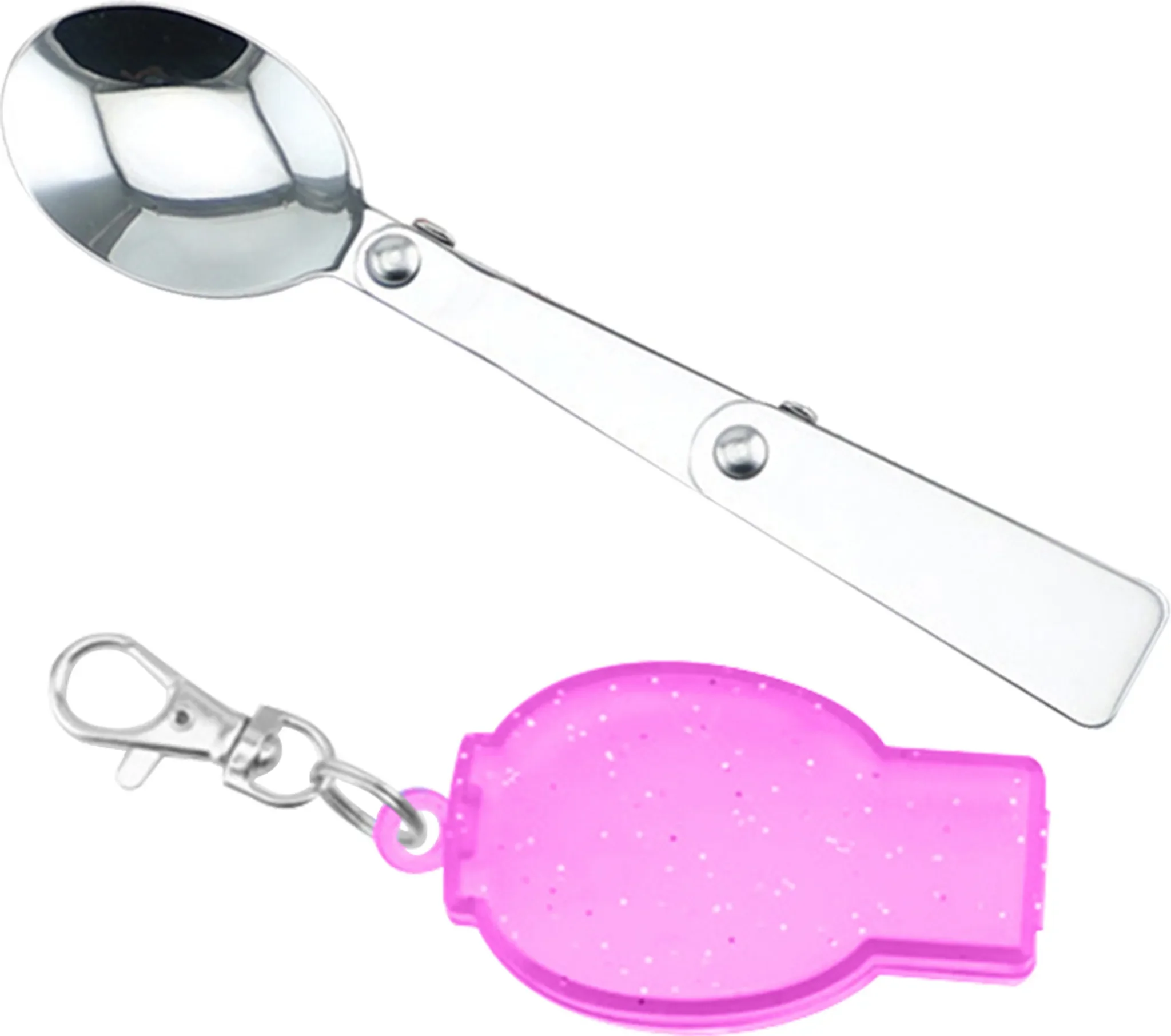 Faltbarer Edelstahl-Löffel – Lila, mit Etui