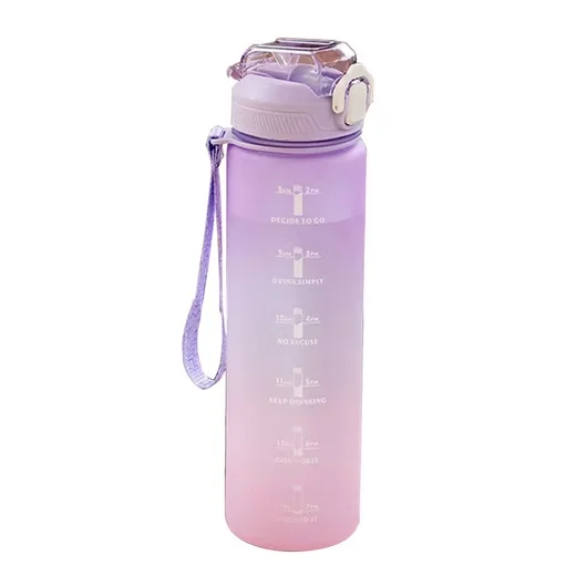 1-Liter Sport-Trinkflasche mit Strohhalm & Zeitmarkierung – BPA-frei