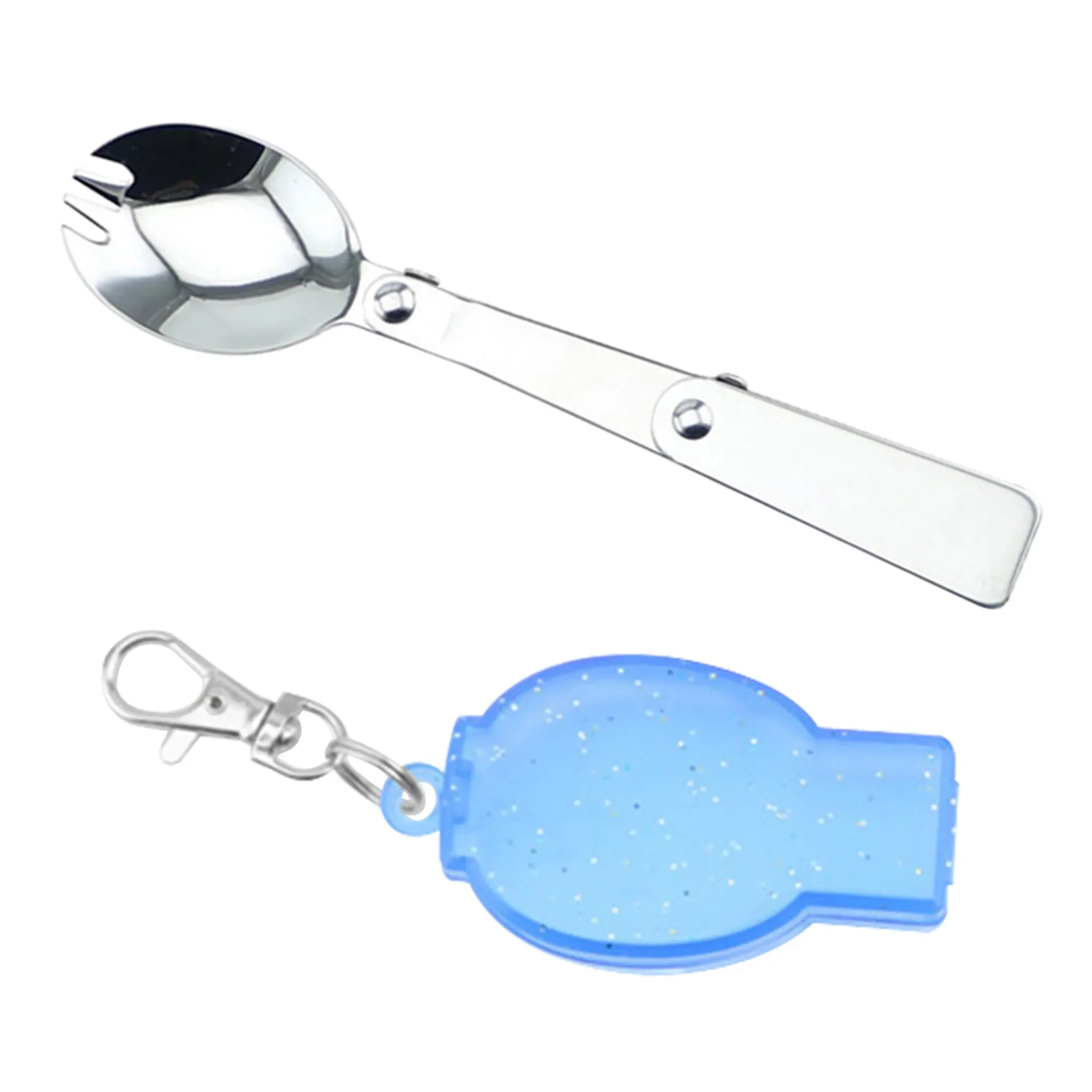 Faltbare Edelstahl-Gabel – Blau, mit Etui